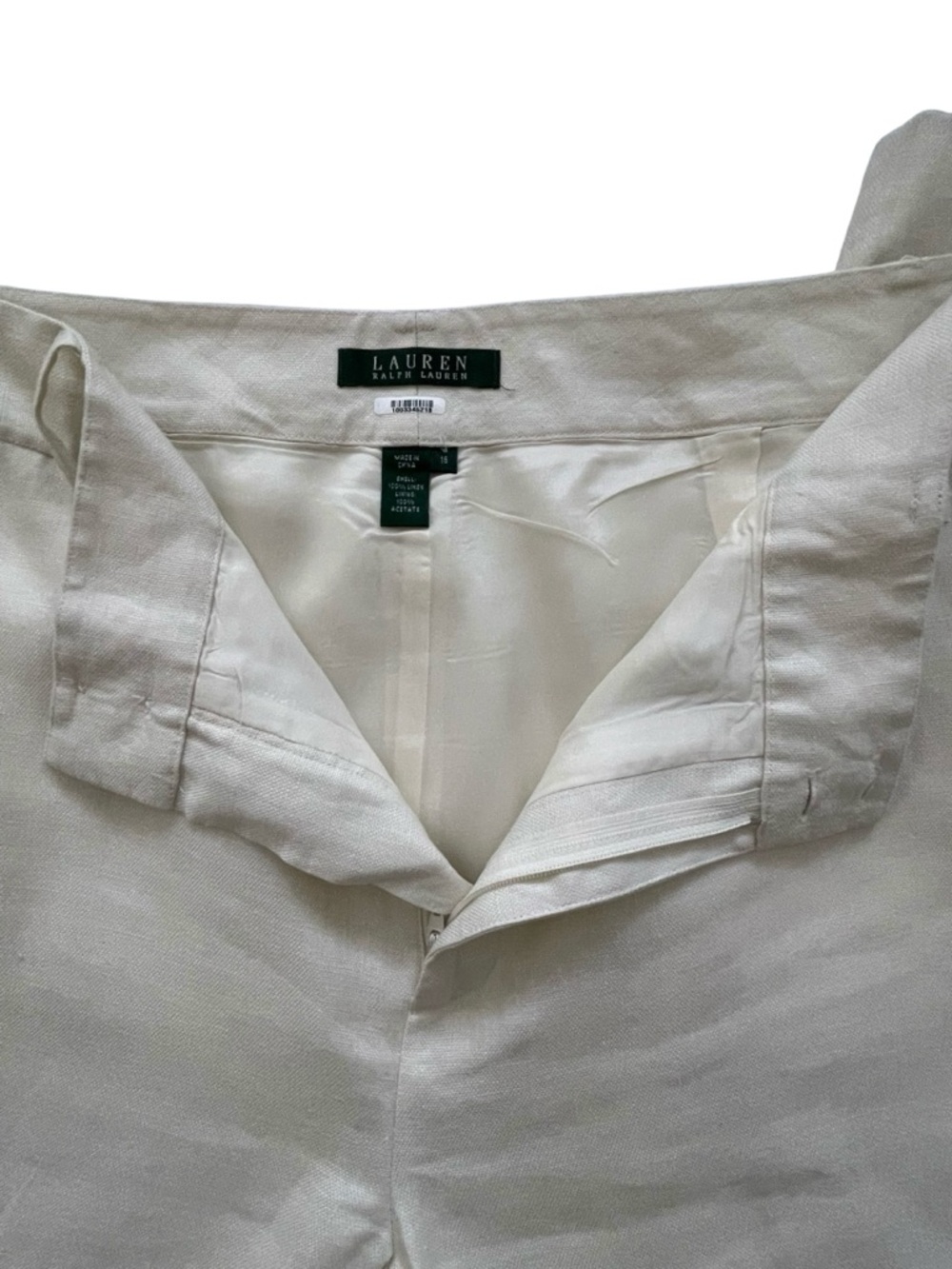 Lauren Ralph Lauren Cream wide leg, fully lined linen dress pants Sz: 16 NWT - Picture 4 of 8